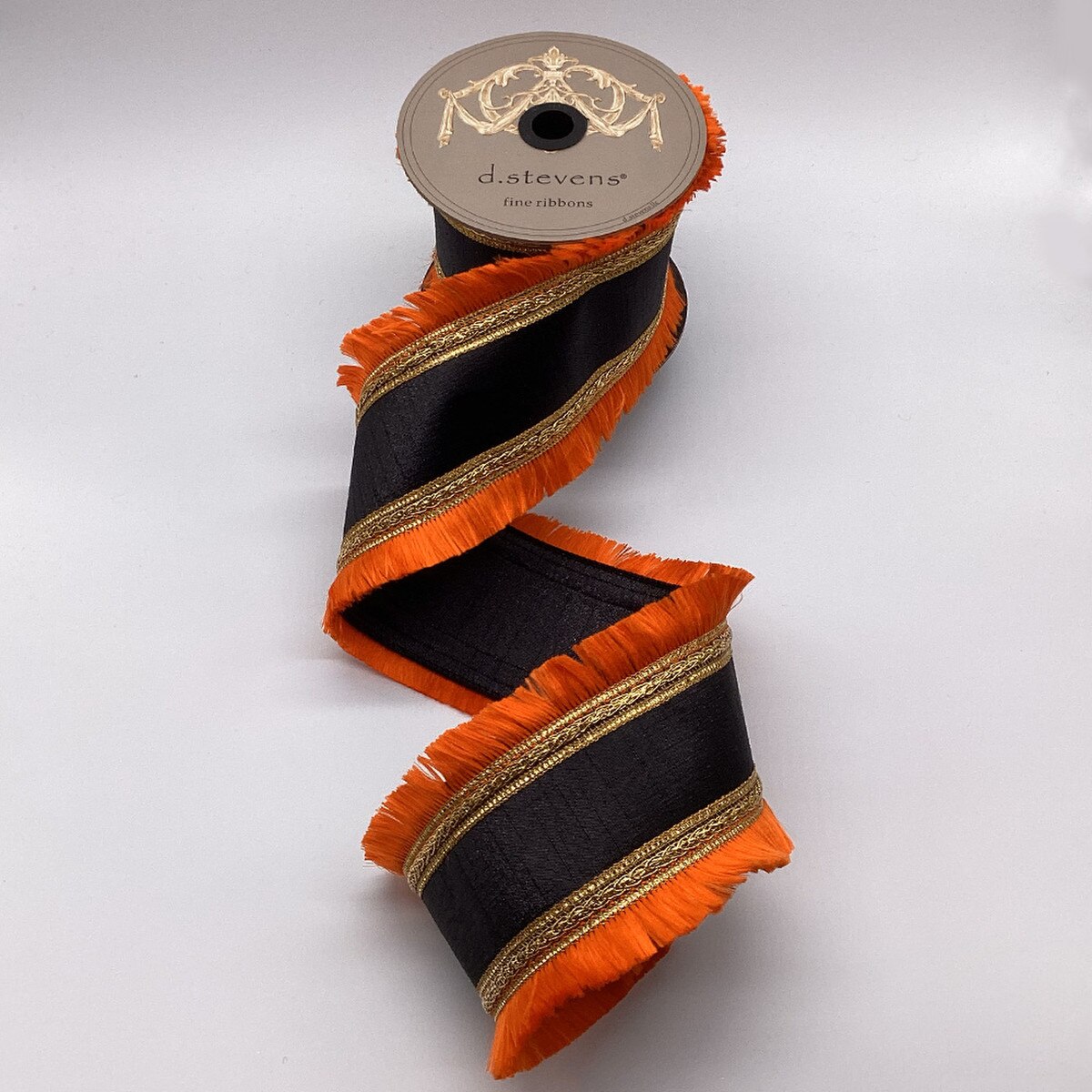 Metallic Dupion Ribbon with Orange Trim 4" x 10 Yds