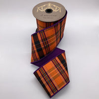 Dupion Ribbon Gold Lurex Plaid Orange Black Purple 4