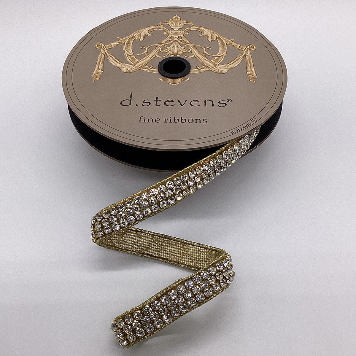 Metallic Dupion Crystal Trim Gold Ribbon 0.75 X 5 Yds