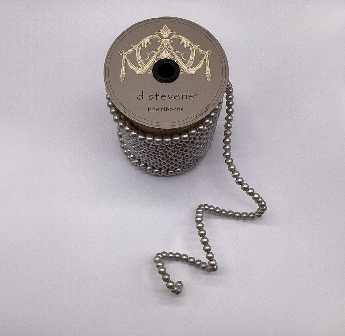Pearl Garland Grey Ribbon 0.5 Inch x 10 Yards