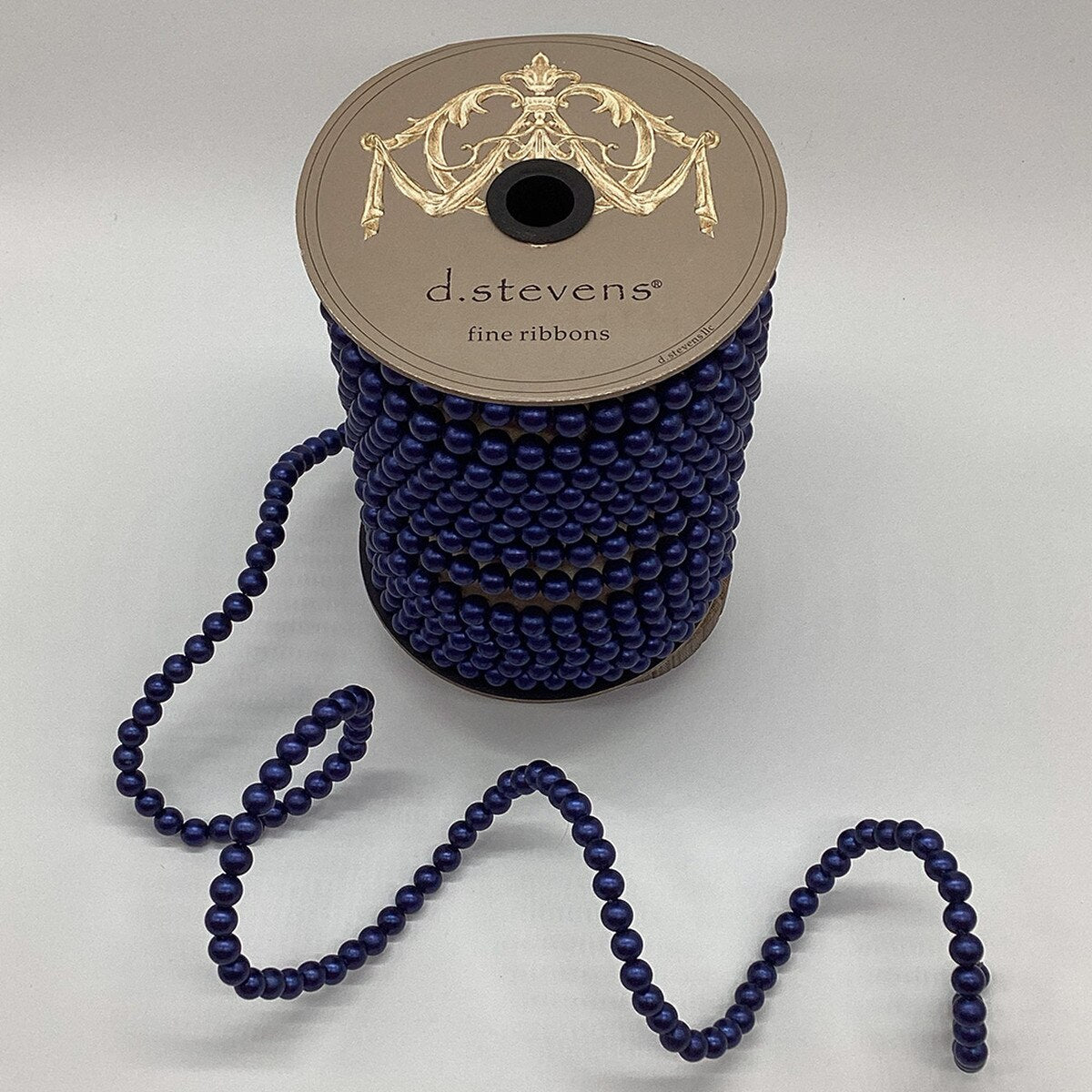 Navy Pearl Garland Ribbon 0.5 Inch x 10 Yards