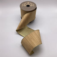 Metallic Gold Slub Dupion Ribbon 4 Inch x 10 Yards Dark Almond