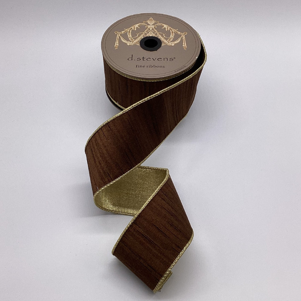 Metallic Gold Back Walnut Ribbon 2.5" x 10 Yds