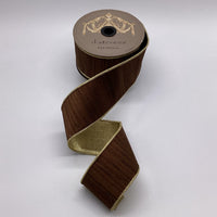 Metallic Gold Back Walnut Ribbon 2.5