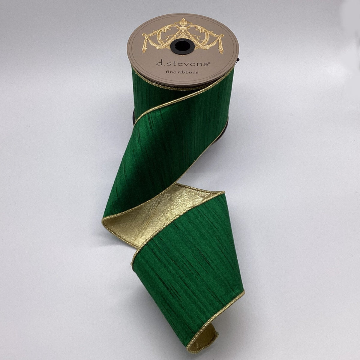 Emerald Green Ribbon with Metallic Gold Back 4" x 10 Yds
