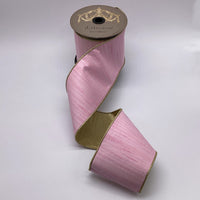 Metallic Gold Slub Dupion Ribbon Light Pink 4
