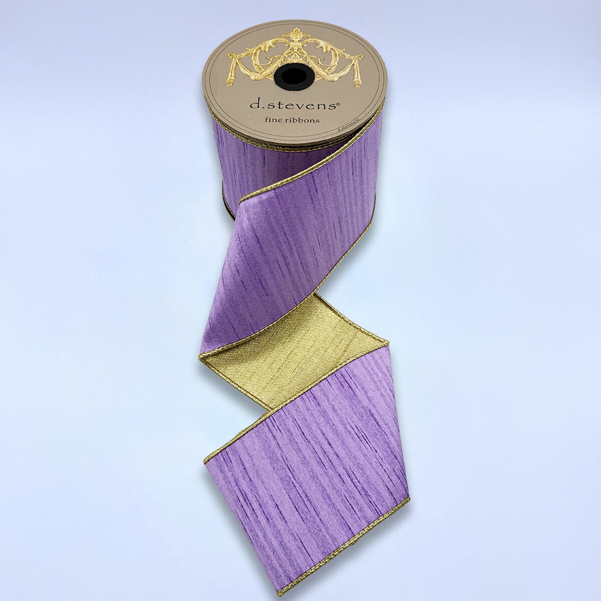 Lavender Ribbon Slub Dupion Metallic Gold Back 4" x 10 Yds