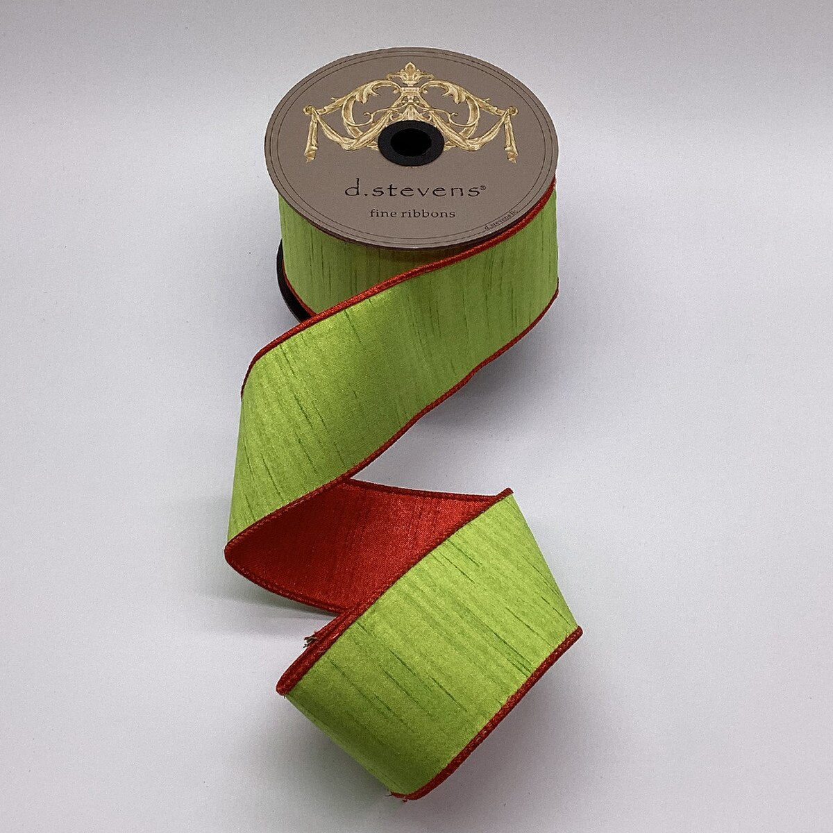 Metallic Red Back Lime Green Ribbon 2.5" x 10 Yds