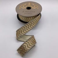 Chevron Wave Pattern Gold Ribbon Metallic Silver 1.5