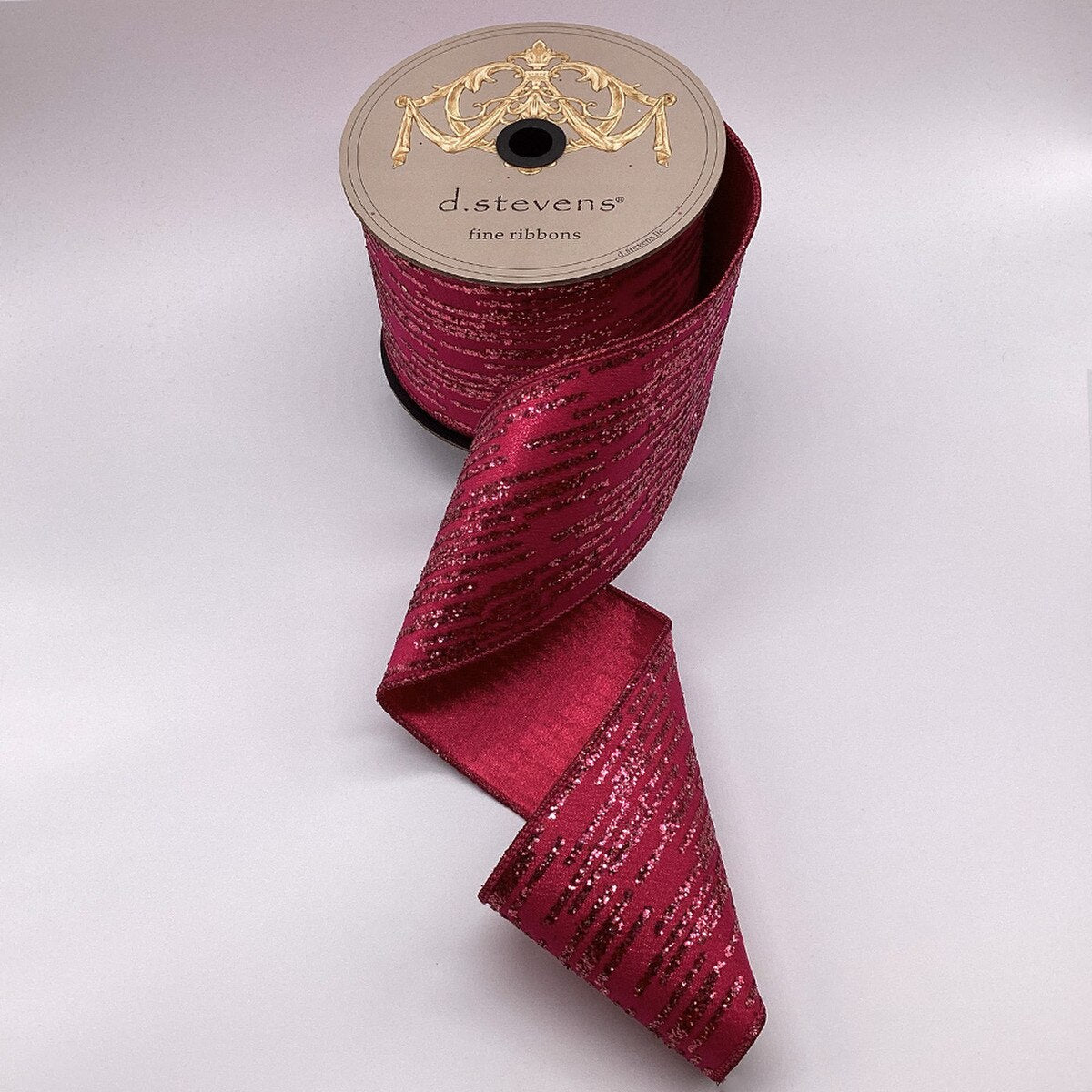 Hot Pink Metallic Dupion Glitter Stripes Ribbon 4" x 10 Yds