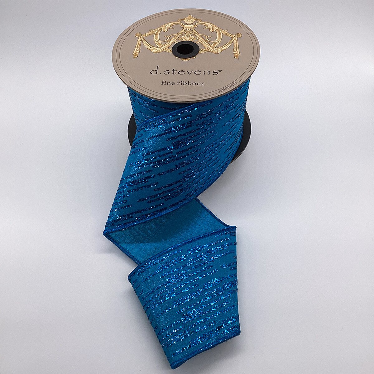 Teal Metallic Dupion Glitter Stripes Ribbon 4" x 10 Yds