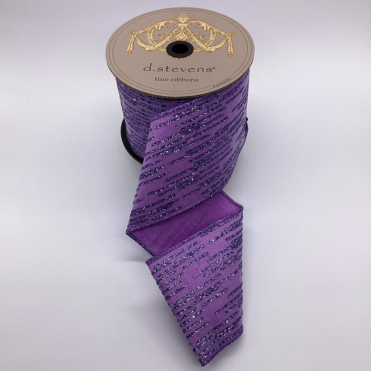 Lavender Metallic Dupion Glitter Stripes Ribbon 4" x 10 Yds
