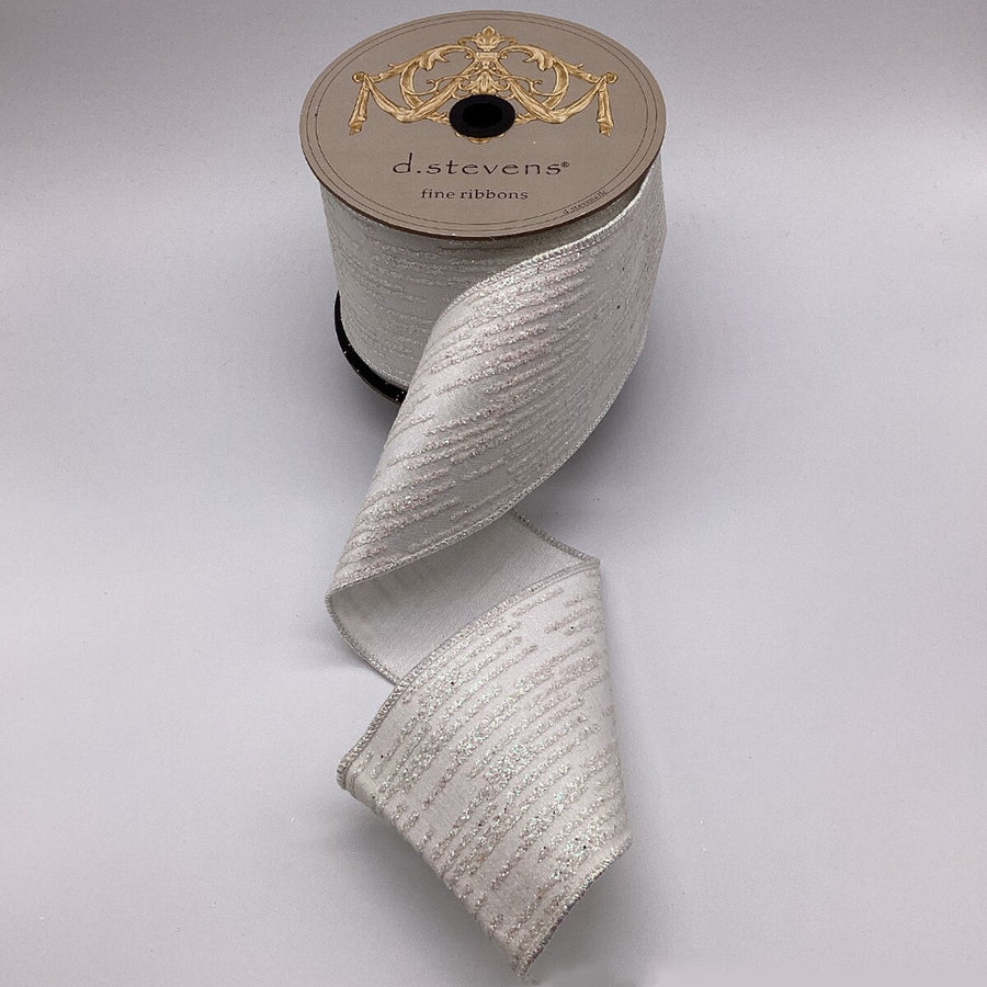Iridescent Metallic Dupion Glitter Stripes Ribbon 4" x 10 Yds