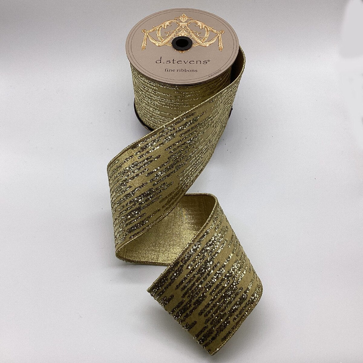 Gold Metallic Dupion Glitter Stripes Ribbon 4" x 10 Yds