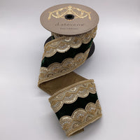 Sequin Bullion Fan Trim Dark Green Velvet 4