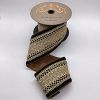 Dark Green Velvet Gold Baroness Center Trim Ribbon 4