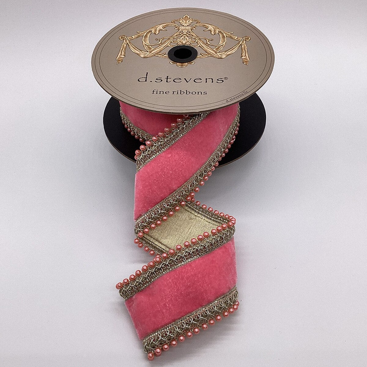 Pink Lemonade Ribbon Velvet Pink Pearl Side Trim 2.5" x 5 Yds