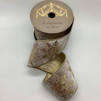 Snowflake Velvet Gold Foil Ribbon 4 Inch X 10 Yards - (2) Rolls