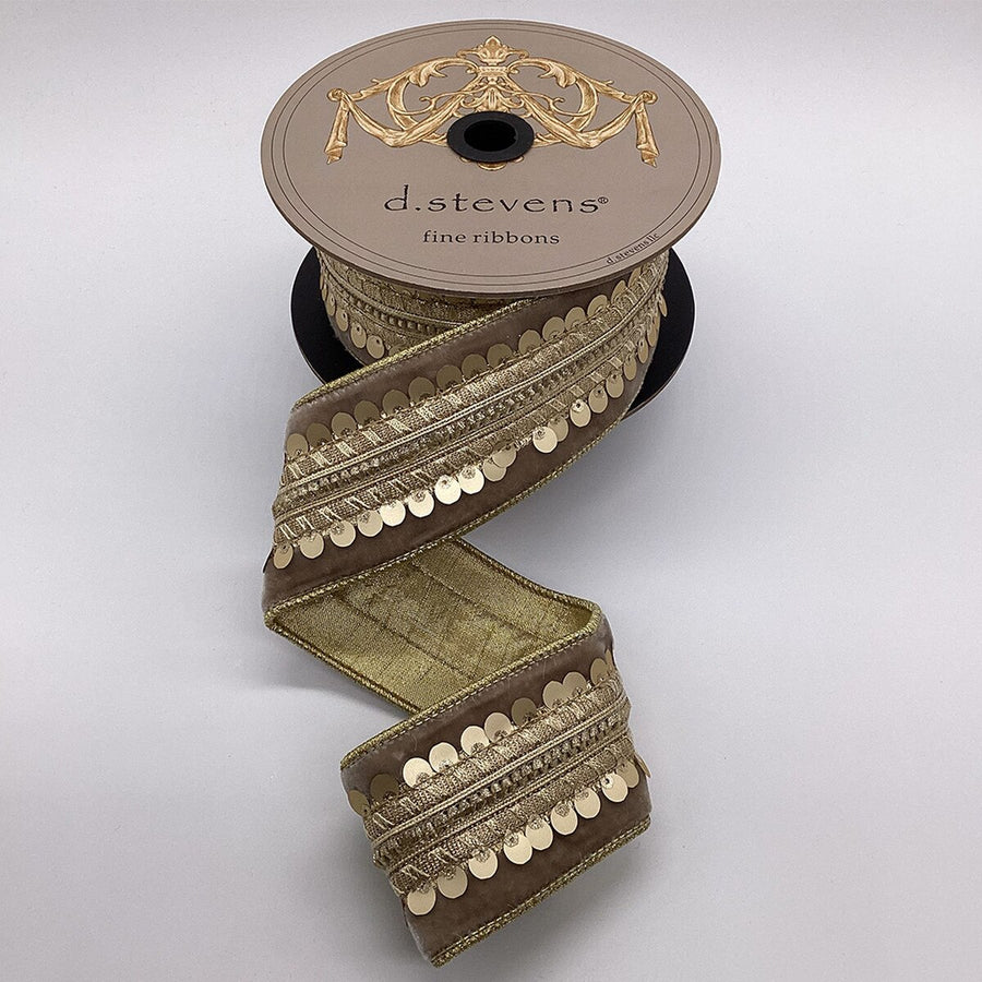 Ashbourne Trim Platinum Ribbon in Velvet Light Gold 2.5" x 5 Yds