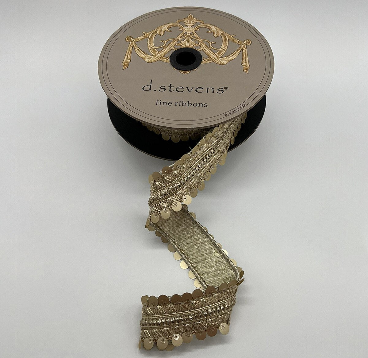 Light Gold Velvet Sequin Ashbourne Trim Ribbon 1.5" x 5 Yds