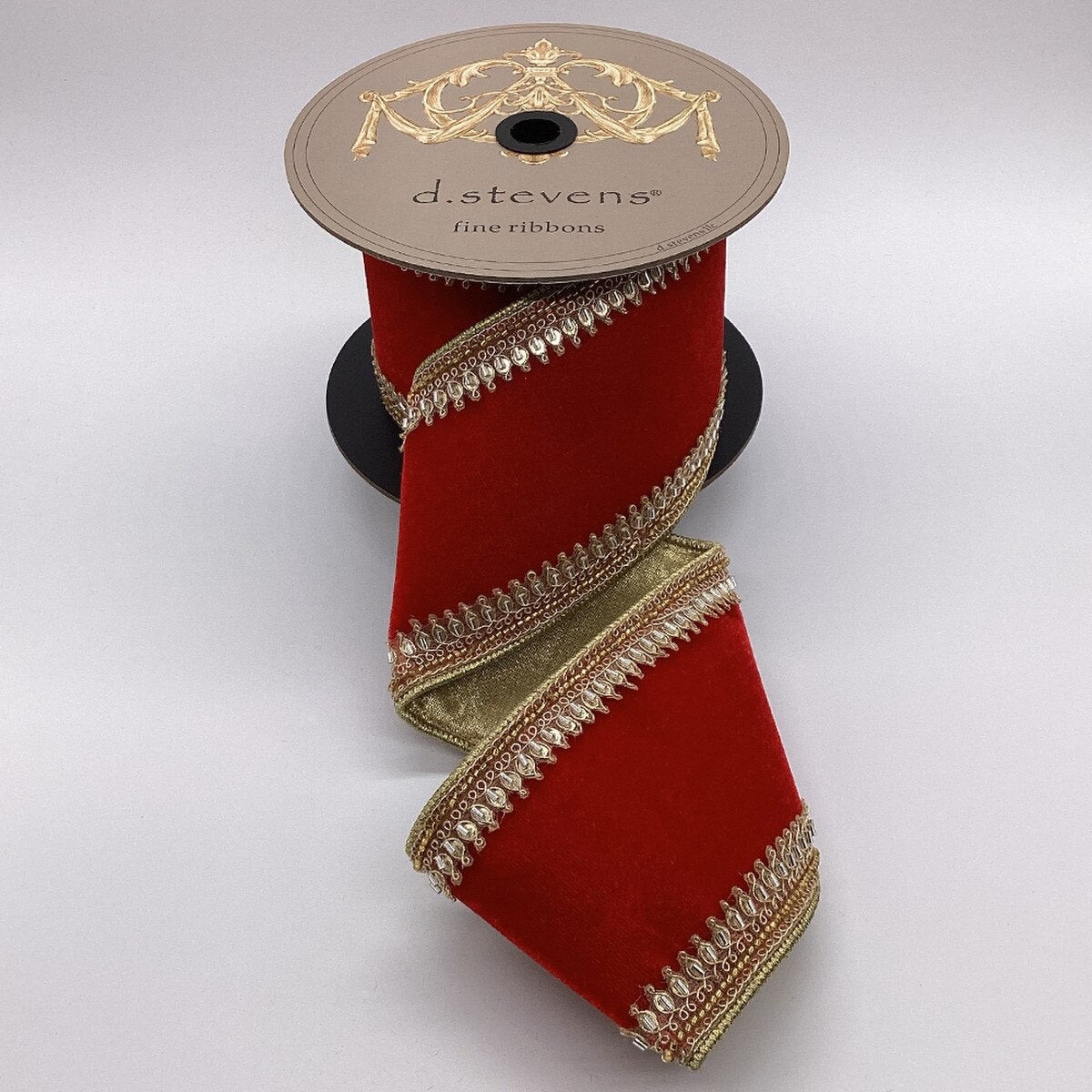 Light Gold Sequin Bead Velvet Ribbon 4" x 5 Yds