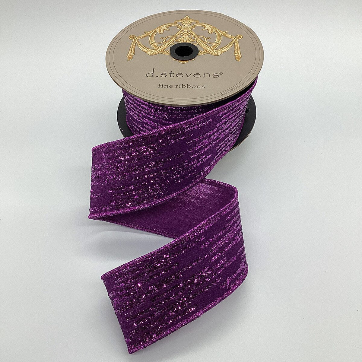 Purple Metallic Dupion Glitter Stripes Ribbon 2.5" x 10 Yds