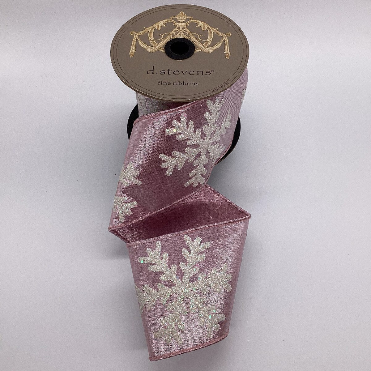 Iridescent Glitter Snowflake Light Pink Ribbon 4" x 5 Yds
