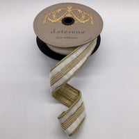 Winter White Velvet Ribbon with Small Pearl Center Trim