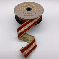 Red Velvet Ribbon with Small Pearl Center Trim 1.5
