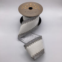 Winter White Velvet Ribbon with Silver Crystal Trim 4
