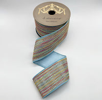 Light Blue Metallic Spring Lace Dupion Ribbon 3