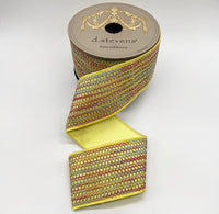 Yellow Metallic Spring Lace Dupion Ribbon 3 Inch X 10 Yds