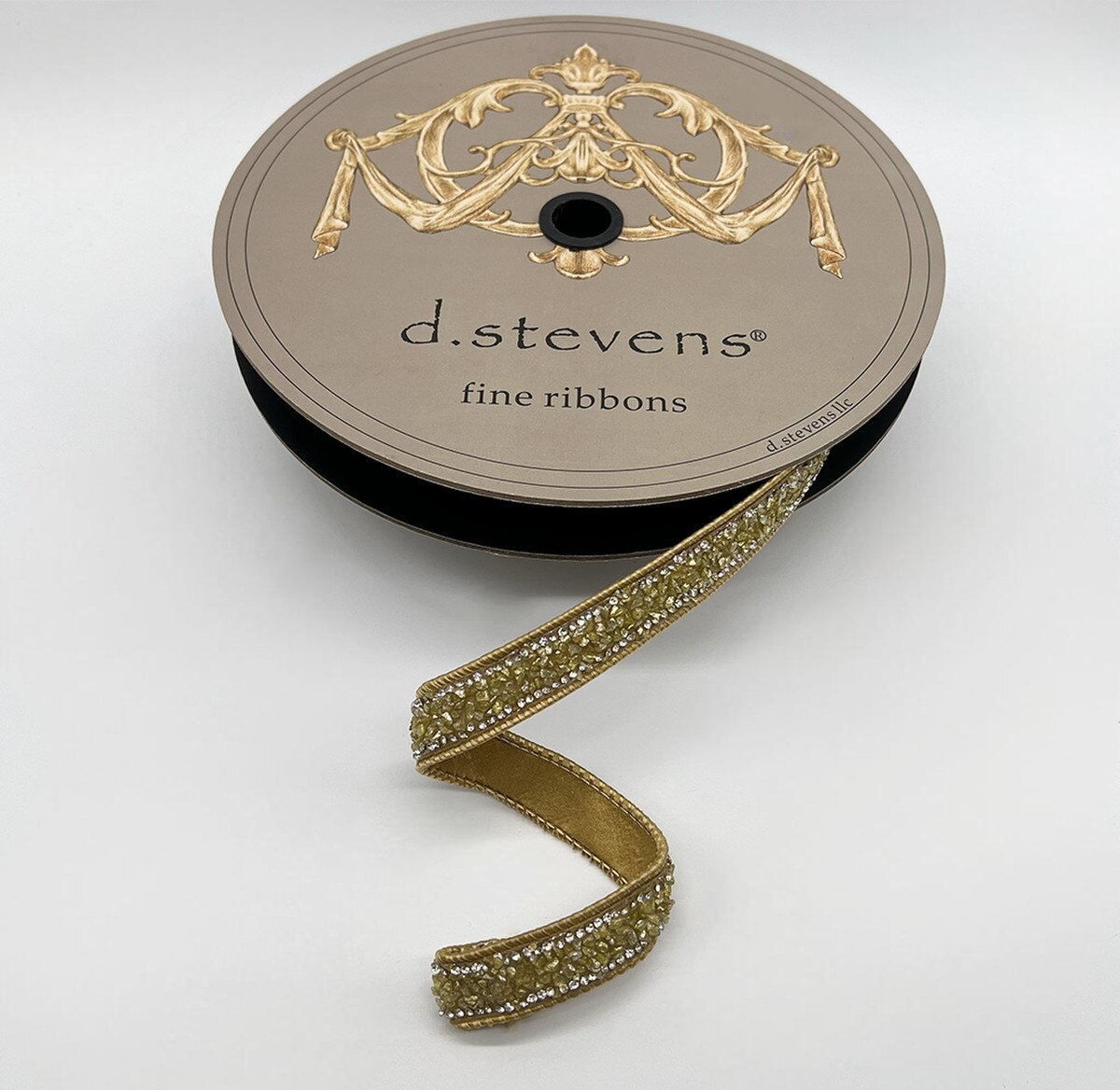 Poly Rock Candy Crystal Side Trim Ribbon 0.5 Inch Muted Gold