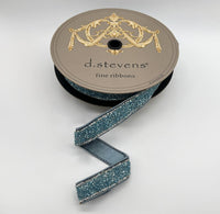Dusty Blue Poly Rock Candy Crystal Side Trim Ribbon 1