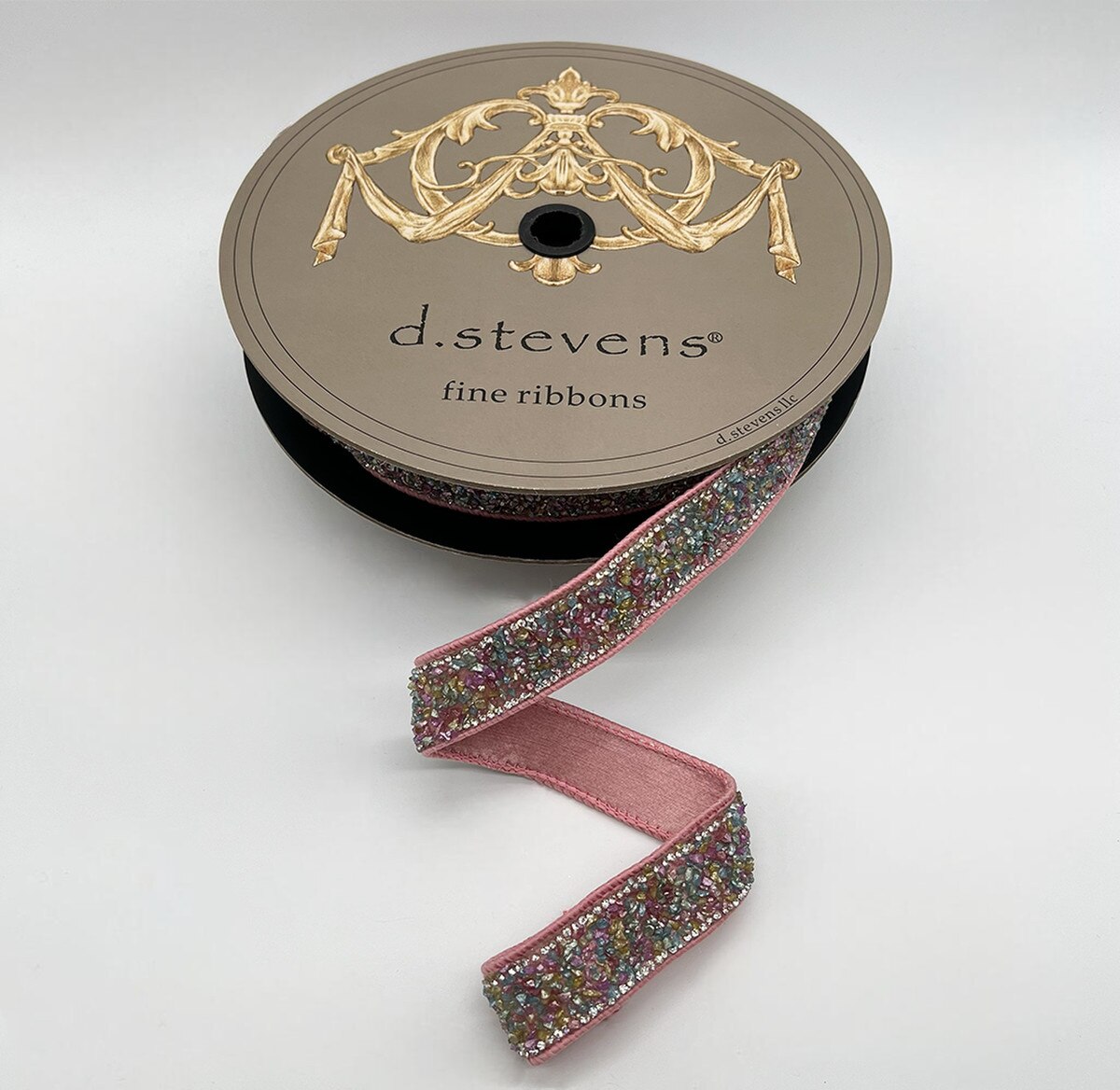 Pastel Poly Rock Candy Crystal Side Trim Ribbon 1 Inch x 10 Yds