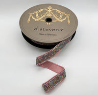 Pastel Poly Rock Candy Crystal Side Trim Ribbon 1 Inch X 10 Yds