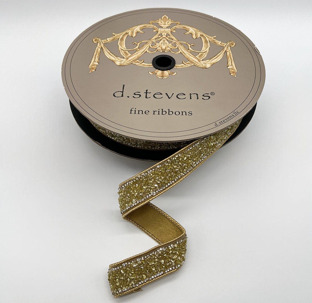 Crystal Side Trim Ribbon in Muted Gold, 1" x 10 Yds