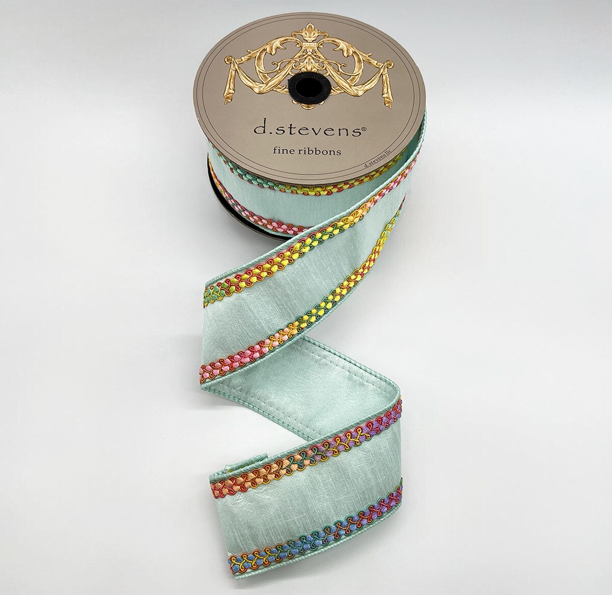 Light Blue Dupion Ribbon 2.5 Inch Braid 10 Yards