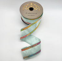 Light Blue Dupion Ribbon 2.5 Inch Braid 10 Yards