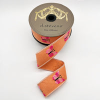 Two-Tone Pink Butterflies Dupion Ribbon 1.5