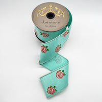 Light Turquoise Dupion Embroidery Ribbon 2.5