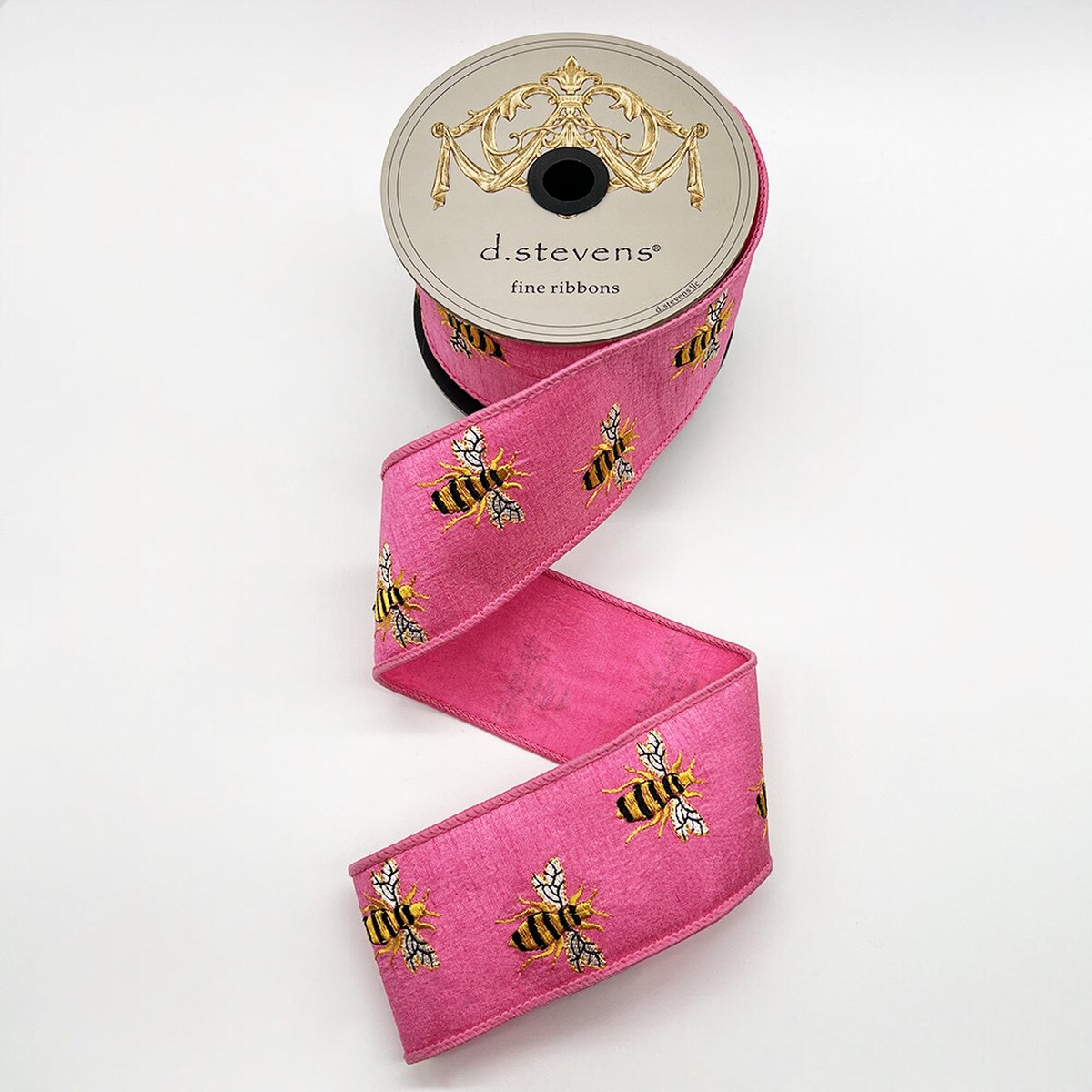 Honey Bee Dupion Embroidery Ribbon Hot Pink 2.5" x 10 Yds