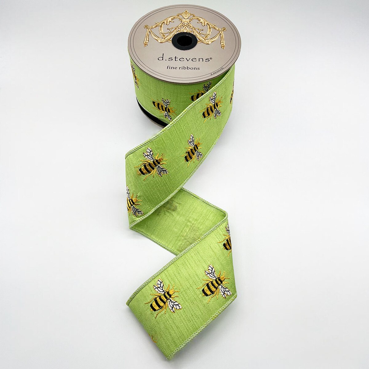 Honey Bee Dupion Embroidery Ribbon Yellow Black 2.5" x 10 Yds