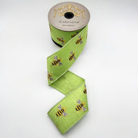 Honey Bee Dupion Embroidery Ribbon Yellow Black 2.5
