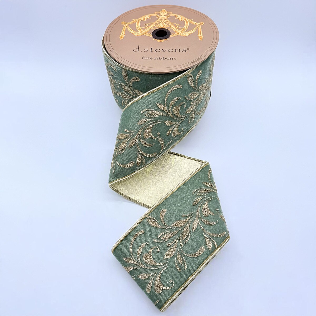 Moody Blue Velvet Platinum Angel's Trumpet Glitter Ribbon