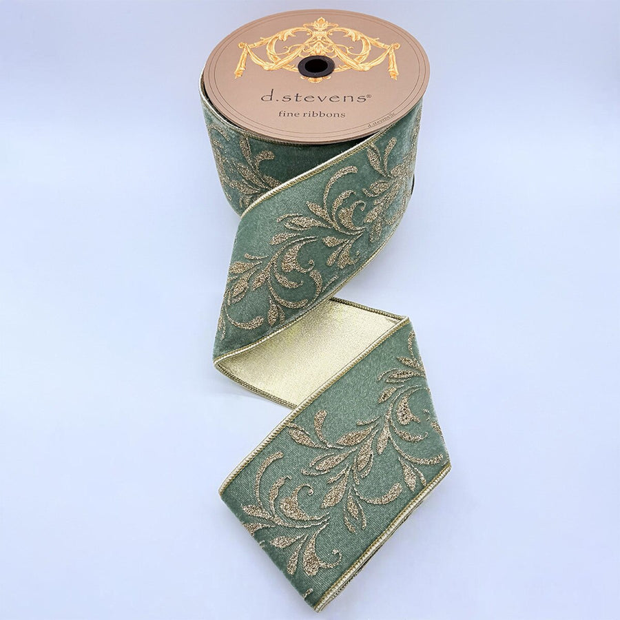 Moody Blue Velvet Platinum Angel's Trumpet Glitter Ribbon