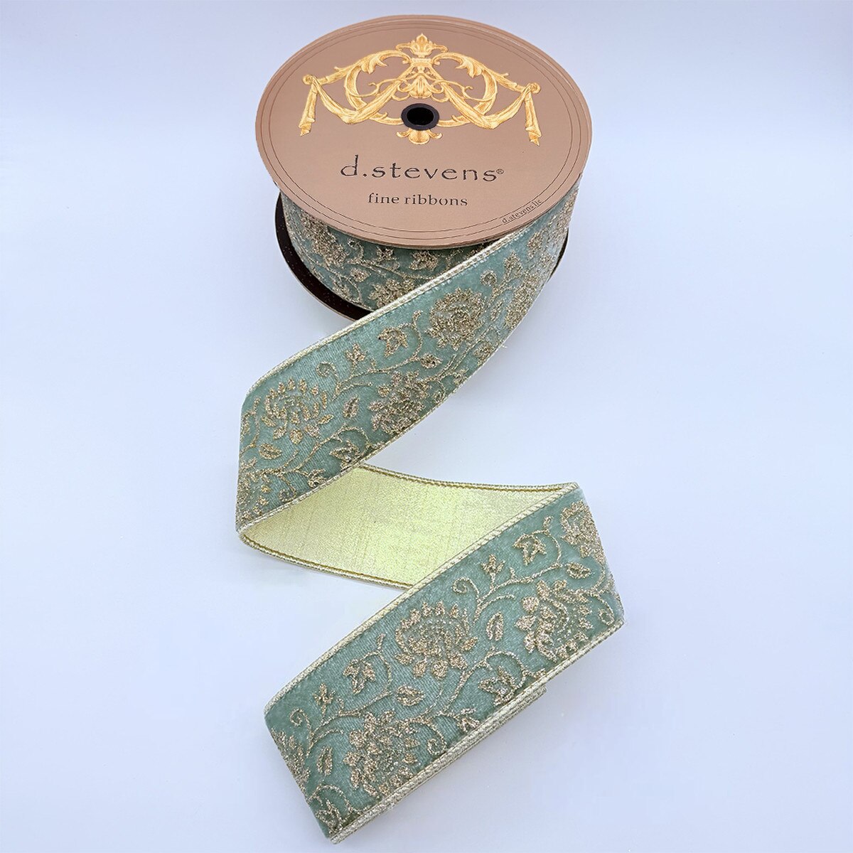 Moody Blue Velvet Platinum Queen Protea Glitter Ribbon 2.5" x 10 Yds