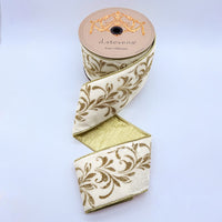 Winter White Velvet Gold Angel'S Trumpet Glitter Ribbon