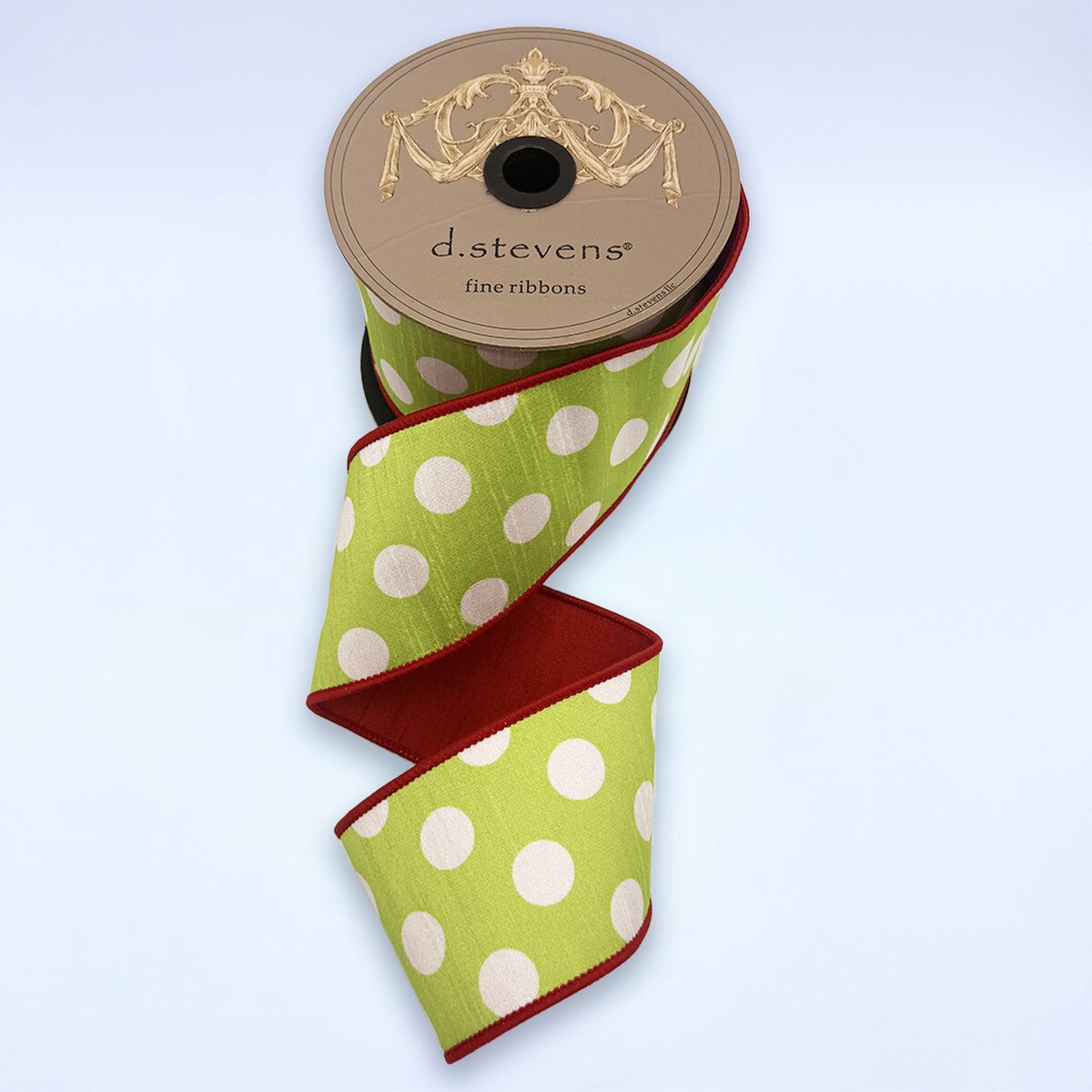 Dupion Ribbon with Polka Dots Red Backing 3" x 10 Yds