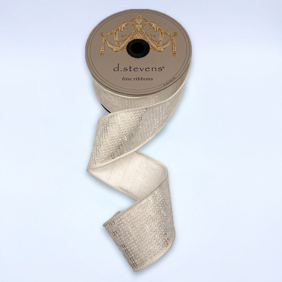 Frosted Silver Sequin Shimmer Metallic Ribbon 2.5" x 10 Yds